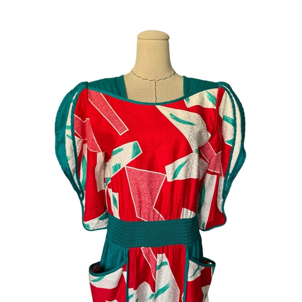 Rare Vintage 80s JEANNE MARC Jumpsuit Colorful Abstract Print Avant Garde - Picture 9 of 15